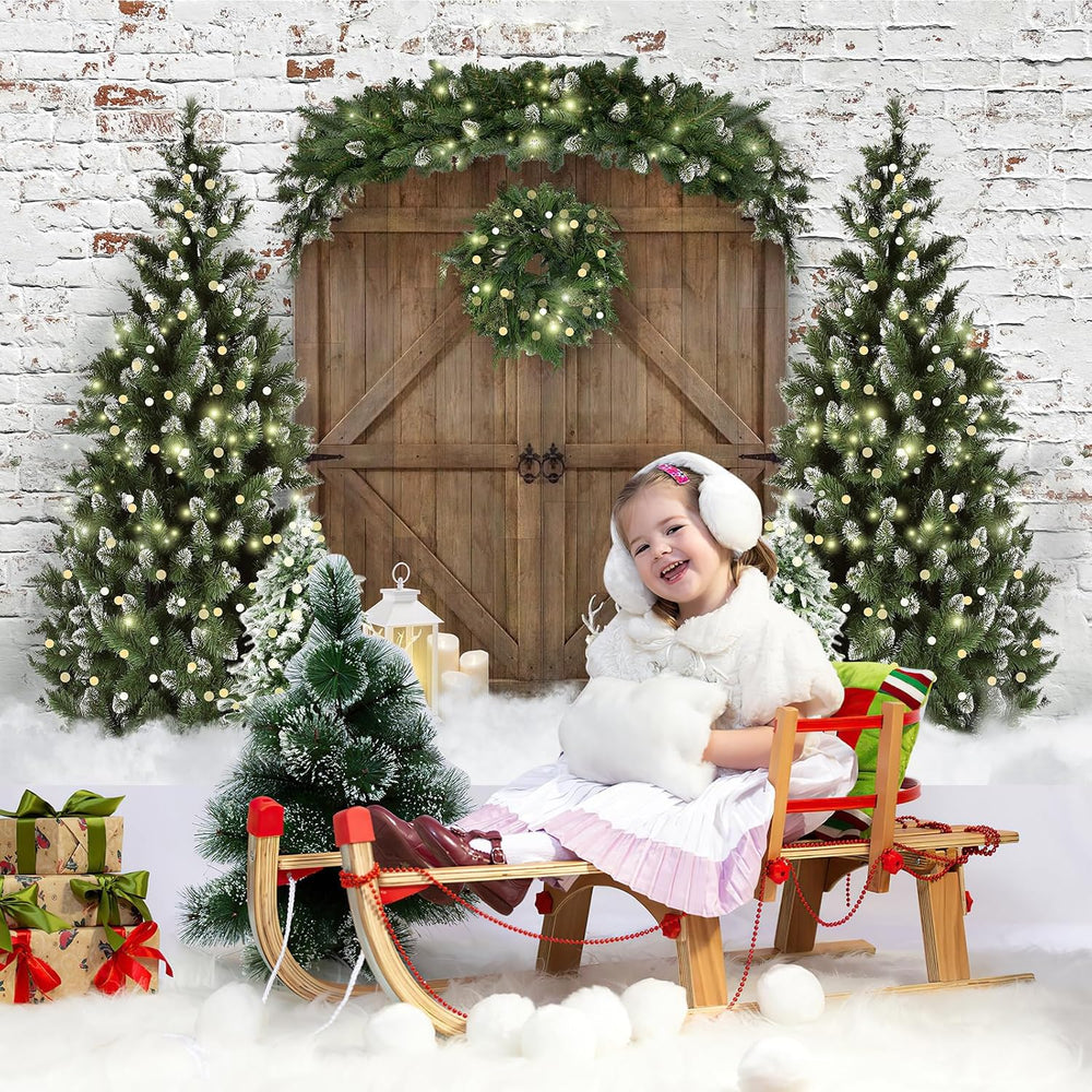 Mocsicka Christmas Wood House Photography Backdrop 12x10ft