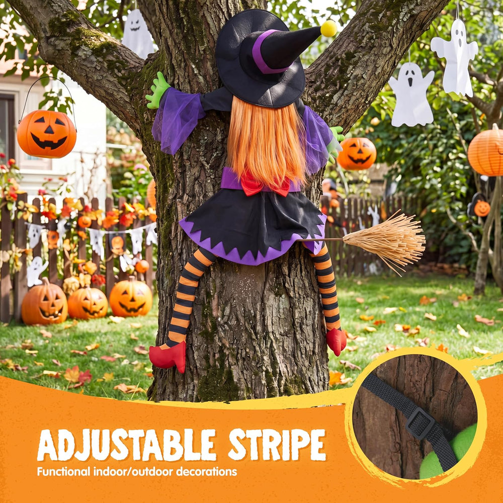 JOYIN 56'' Crashing Witch Halloween Tree Decorations Outdoor, Flying ...
