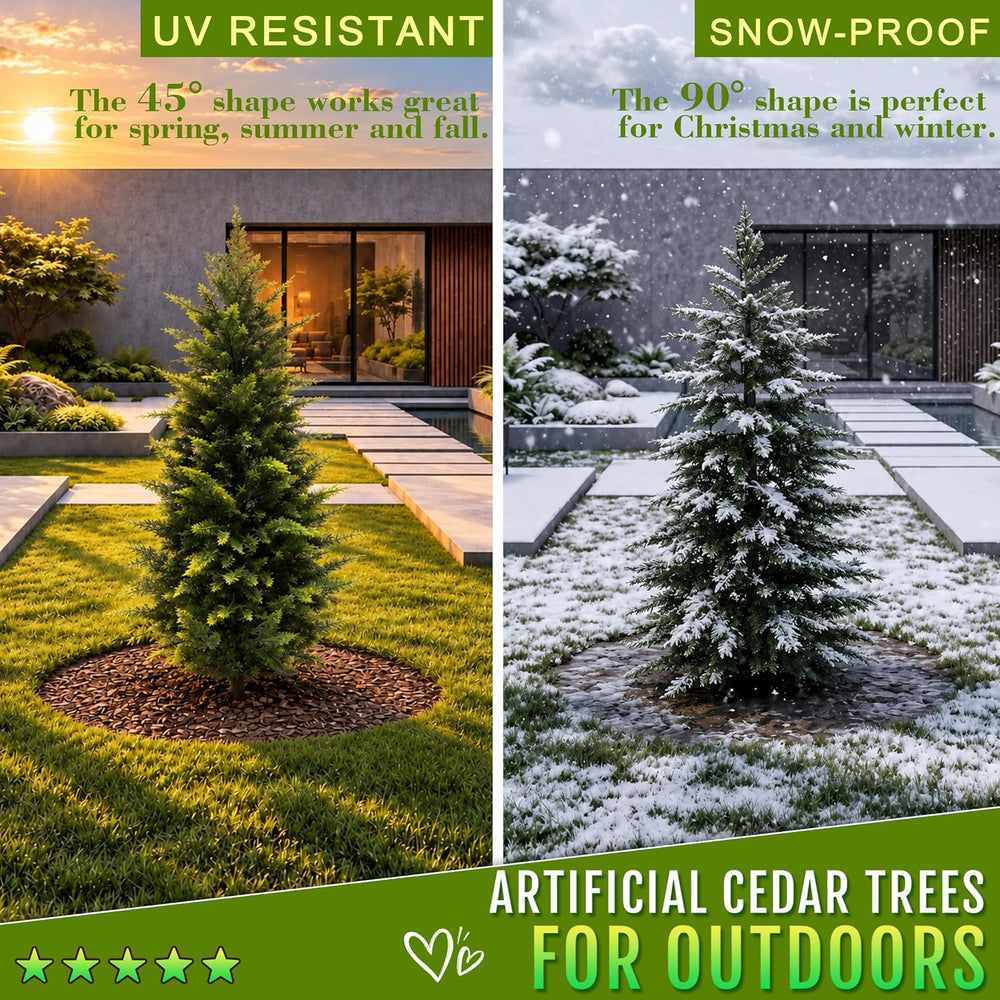 4FT Set of 2 Artificial Cedar Trees Outdoor, Fake Pine Tree for Front Porch
