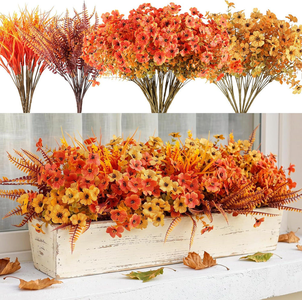 30PCS Fall Mums for Outdoors, Faux Fall Flowers UV Resistant
