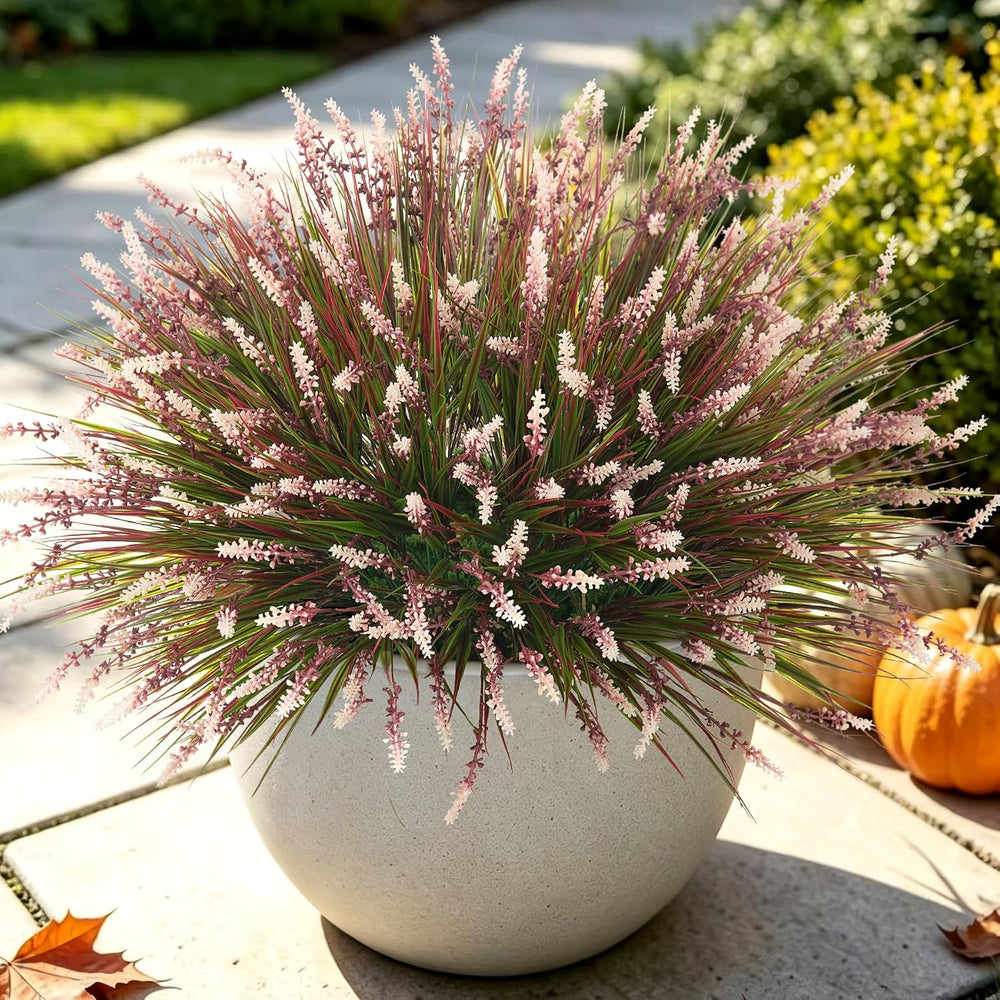 12 Pcs Fake Fall Plants Artificial Monkey Grass for Outdoors Garden Decor