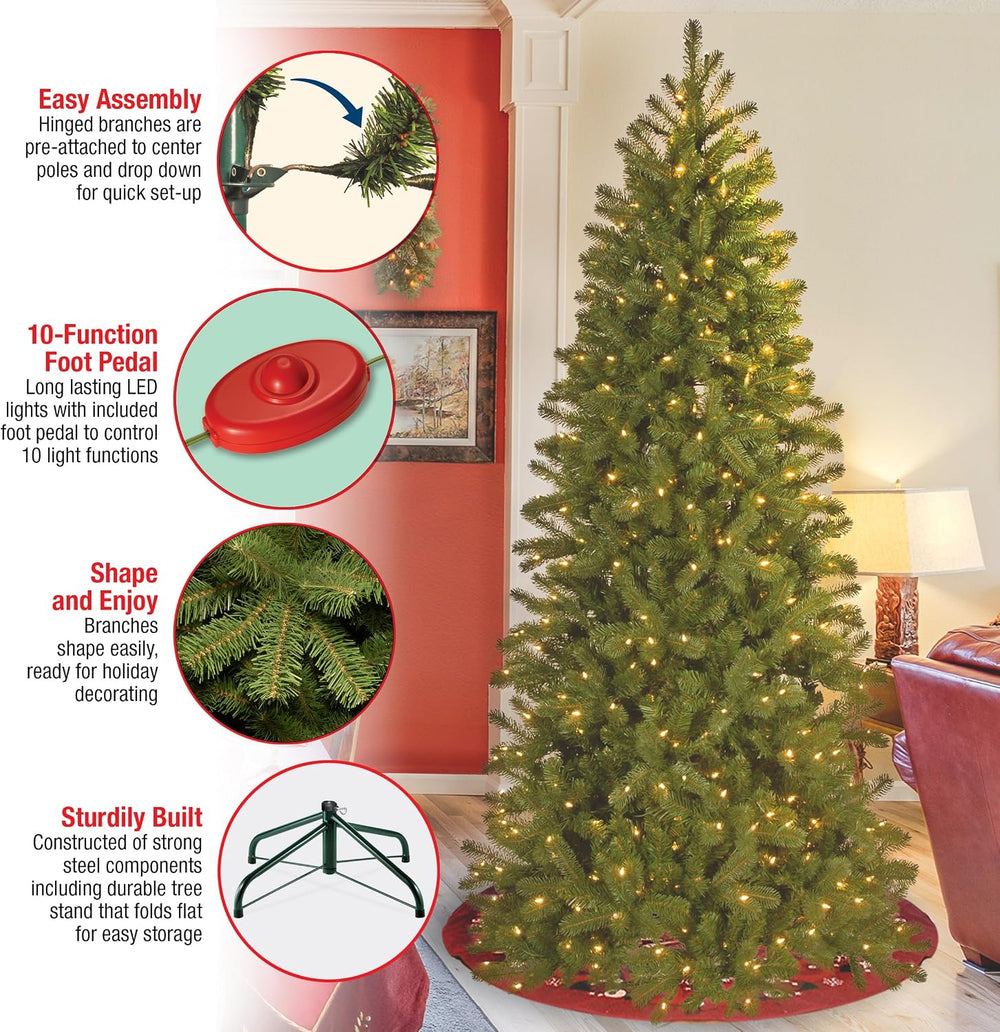 National Tree Company 7ft Pre-Lit Downswept Douglas Fir Slim Christmas Tree