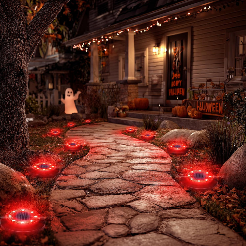 Solar Lights Outdoor Waterproof - Red 12 Pack 2-in-1 Ground Lights