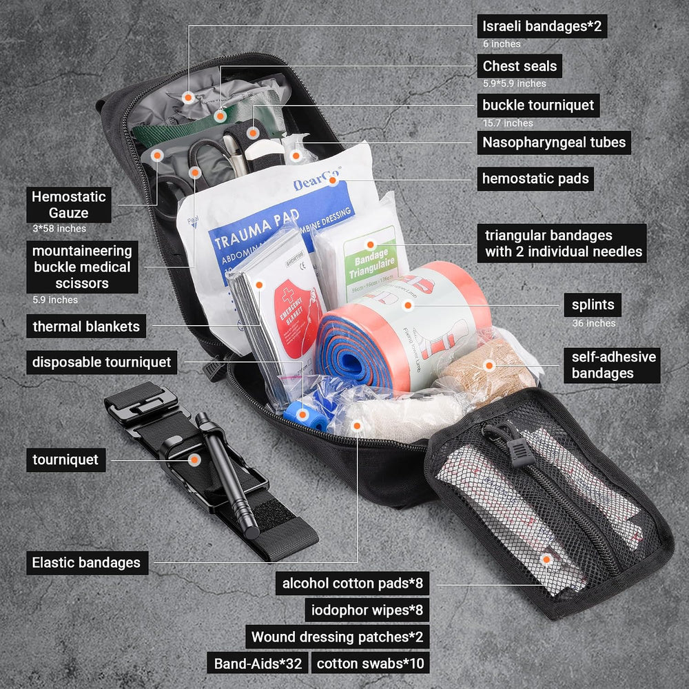 IFAK Trauma Kit with Tourniquet, Israeli-Style Bandage, Splint, Tactical Firs...