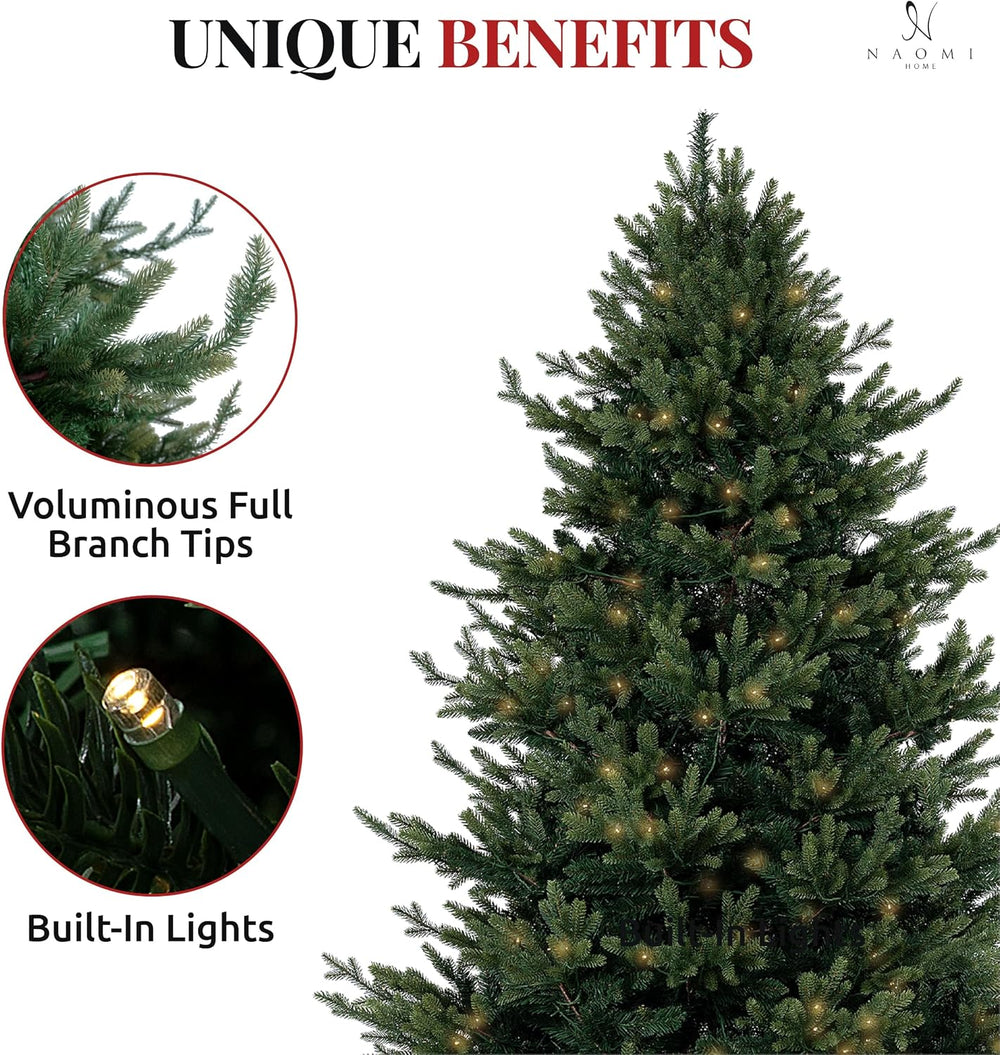 Naomi Home Kinsley 9ft Prelit Artificial Christmas Tree, 1000 Warm Lights