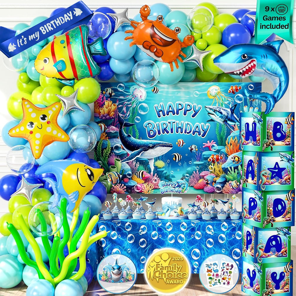179 Pc Under the Sea Party Decorations – Ocean Birthday Balloon Arch Kit