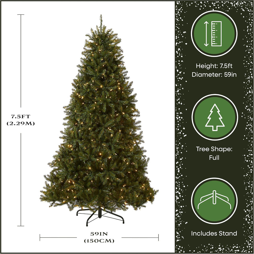 National Tree Company 7.5ft Pre-Lit Dunhill Fir Artificial Christmas Tree