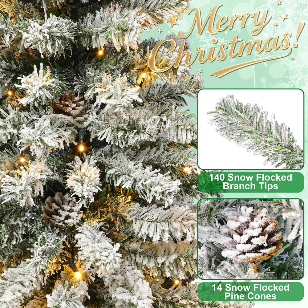 Outdoor Christmas Decor 2 Pack 4 Ft Snow Flocked Entrance Tree with Lights