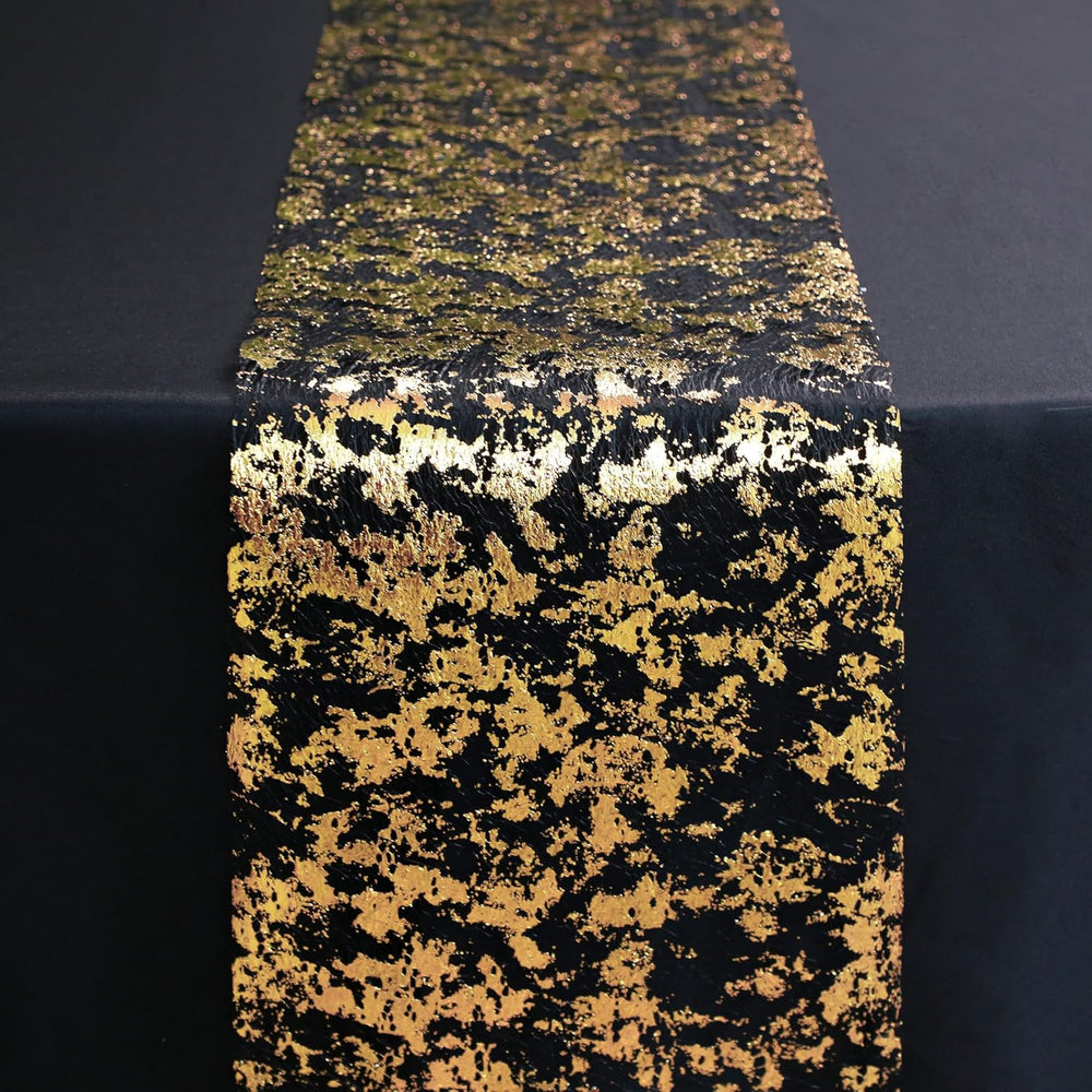 Black and Gold Table Runner, Glitter Metallic Foil Mesh Roll 100 Feet