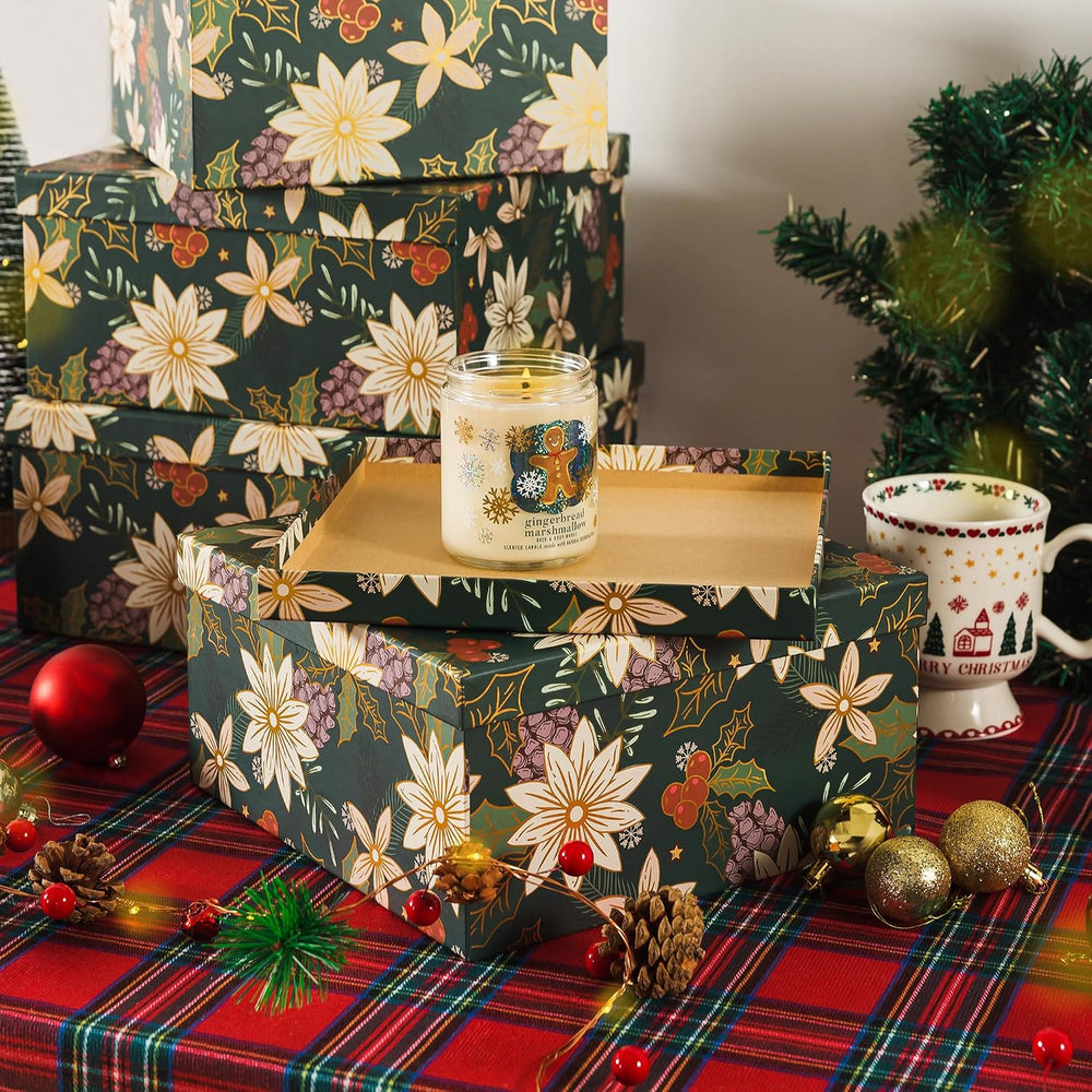 Soul & Lane - Christmas Nesting Gift Boxes with Lids, Set of 4, Foliage