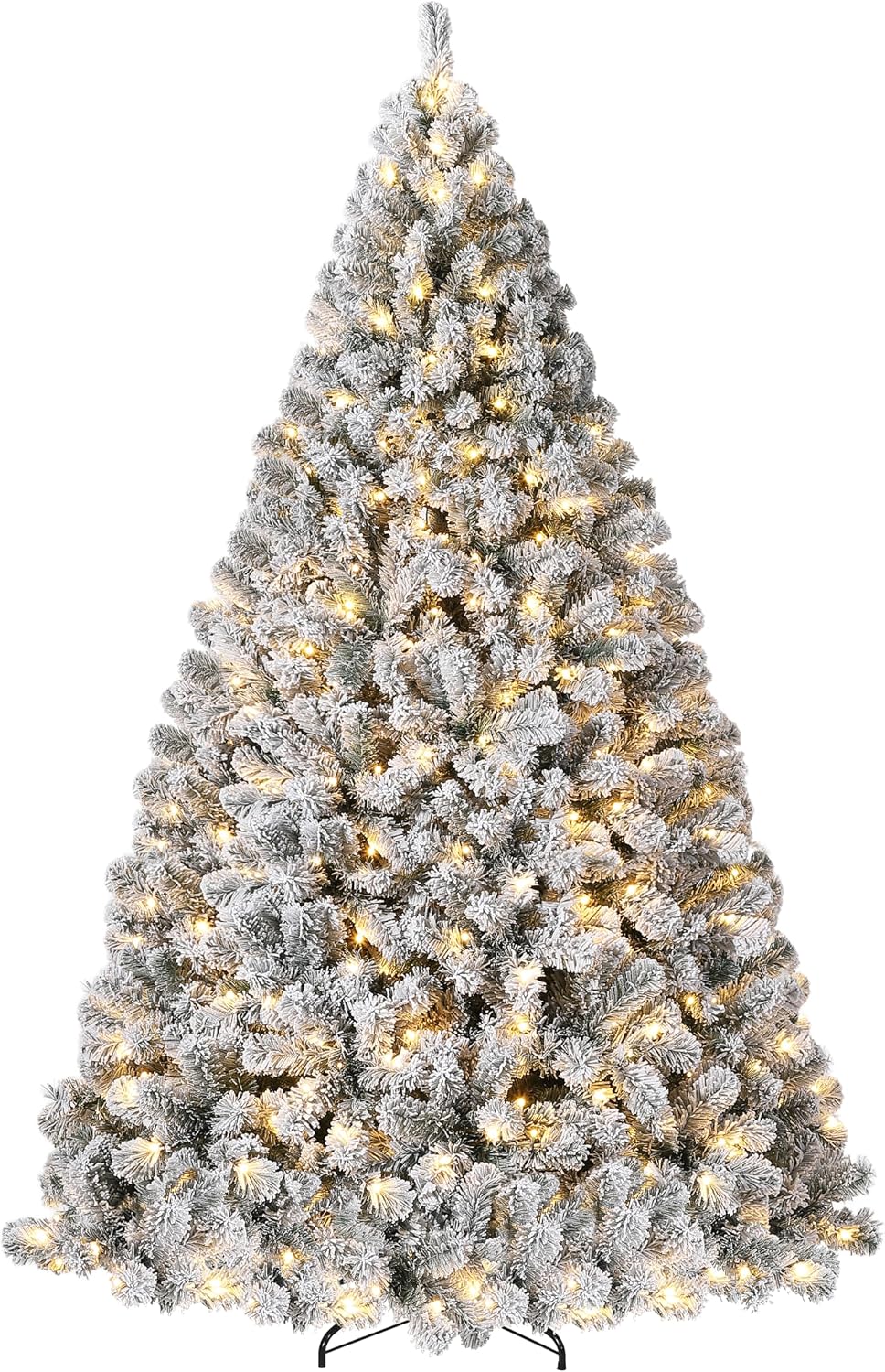 Garvee 9FT Snow Flocked Pre-Lit Christmas Tree with 900 Warm White Lights
