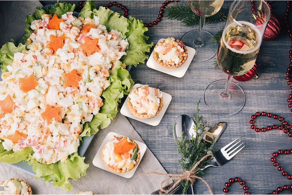 Exquisite Tiny Mini Appetizer Plates - 240 Pack 2.4 In. x 2.4 In. White Plast...
