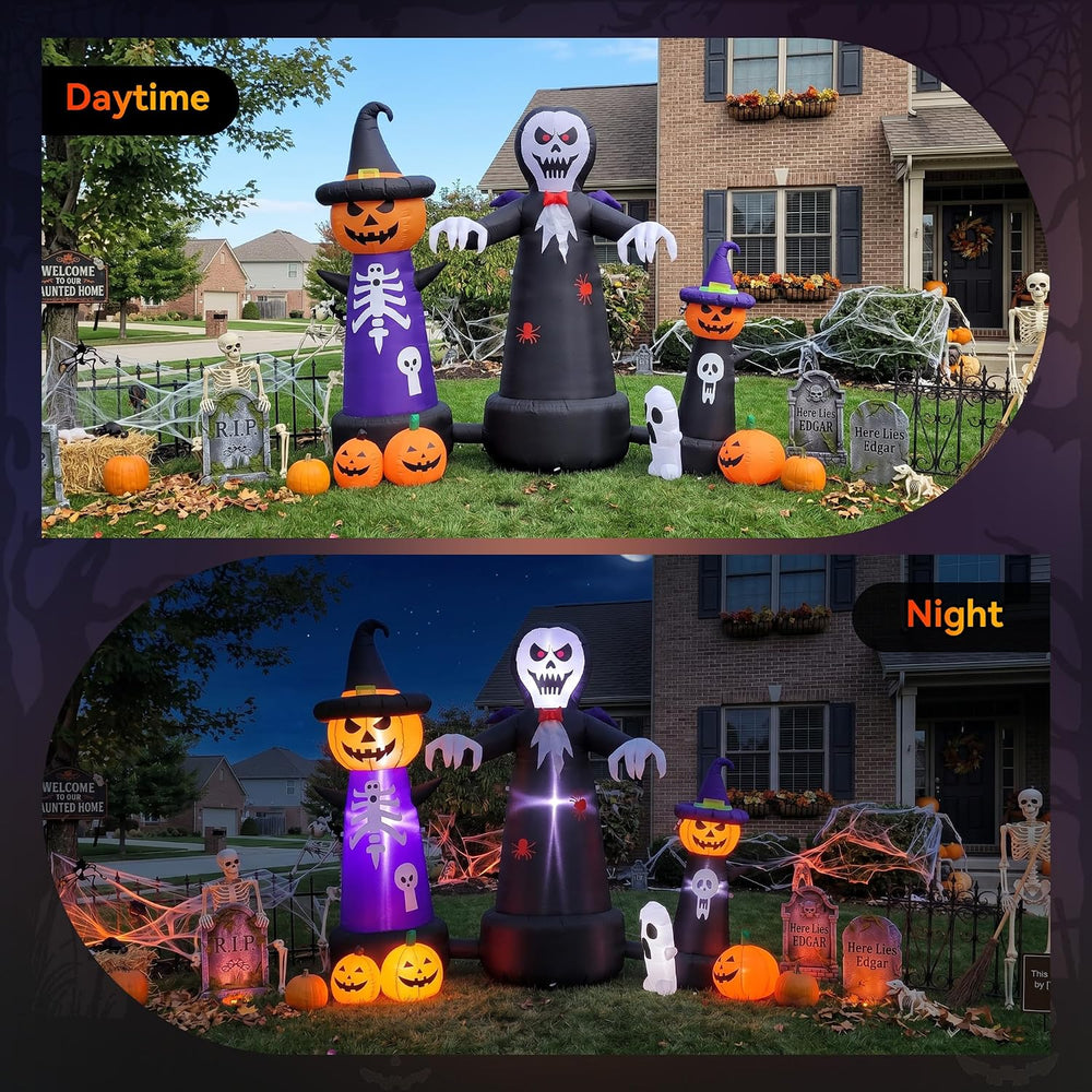 9FT Halloween Inflatables 7-in-1 Outdoor Yard Decoration with LED Lights