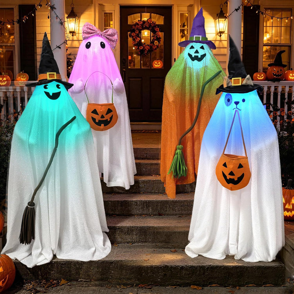 Outdoor Halloween Decorations RGB Lights Up Ghost - Halloween Porch Decor