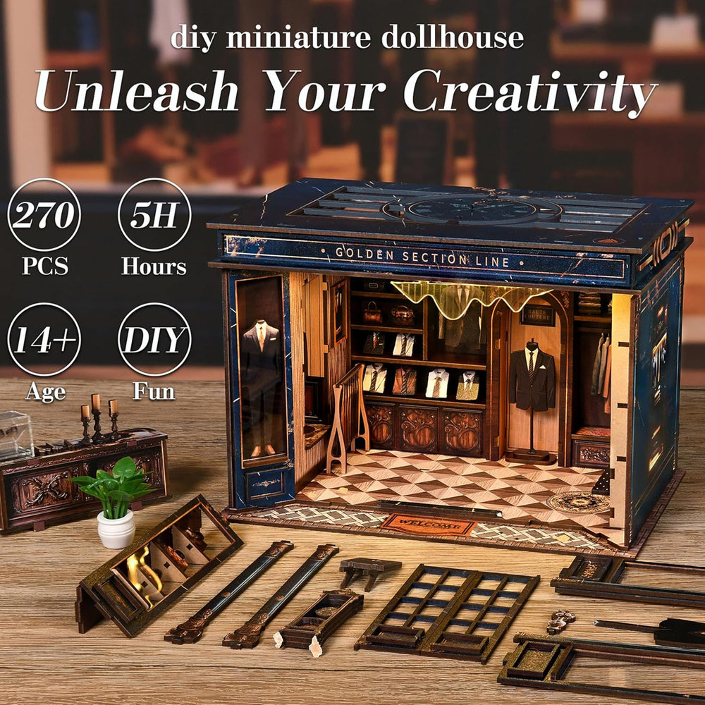 ISSEVE Book Nook Kit, Miniature Dollhouse Booknook Kit Bookshelf Decoration