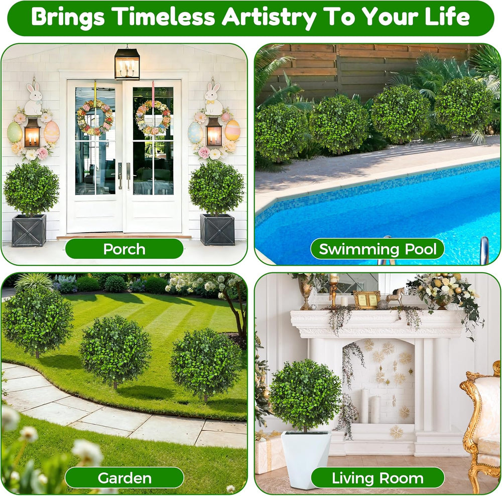 22'' Artificial Boxwood Topiary Ball Bushes, 4PCS Fake Boxwood Shrubs