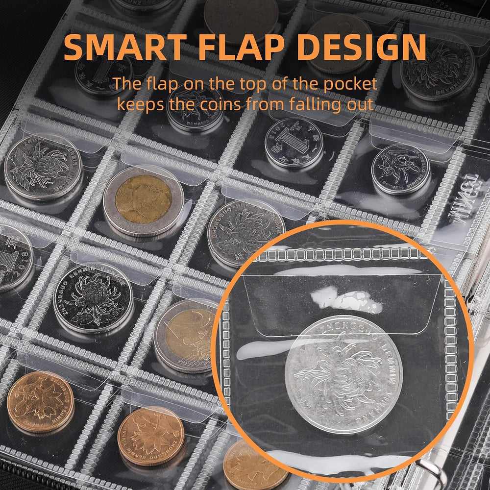 400-Pocket Fireproof Coin Collection Book & 36 Paper Money Organizer Binder