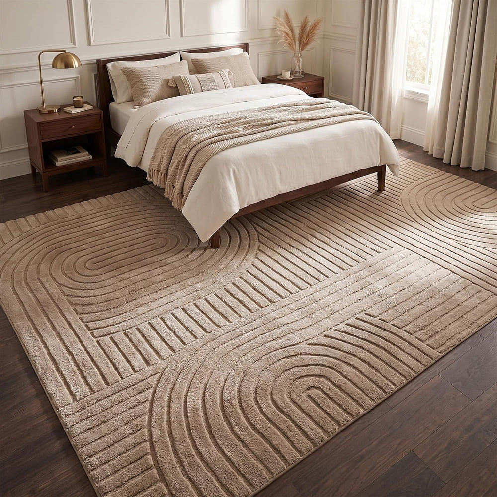 Brown Solid Area Rug 8x10, Washable Non Slip Rugs for Living Room