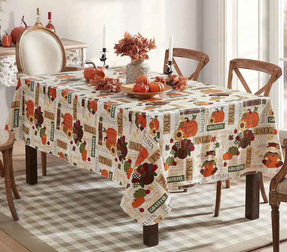Newbridge Thanksgiving Fall Hayride 60x102 Inch Rectangle Vinyl Tablecloth