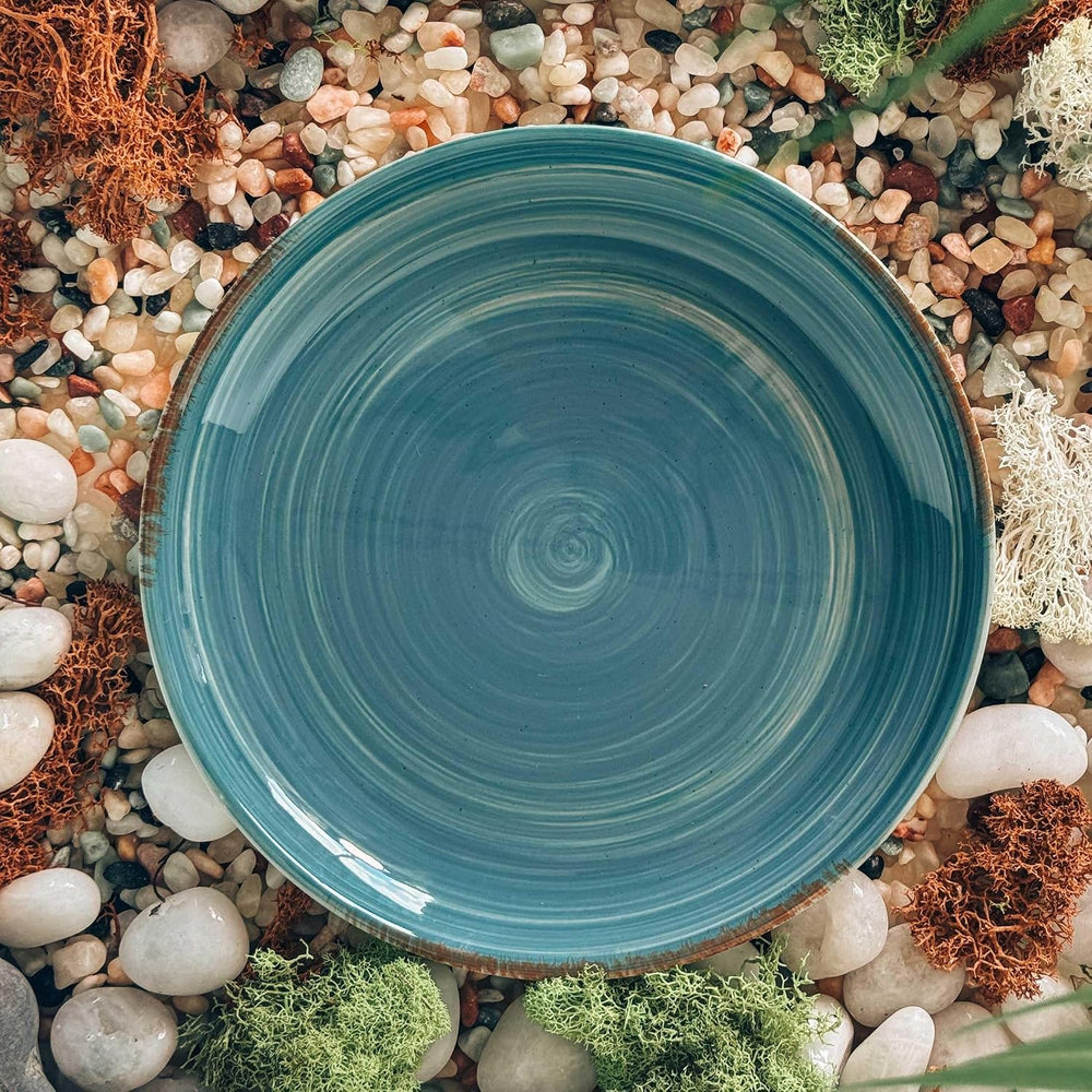 MORA Ceramic Helix Swirl Salad Plates Set of 6, 8in Spiral Porcelain Dish for...