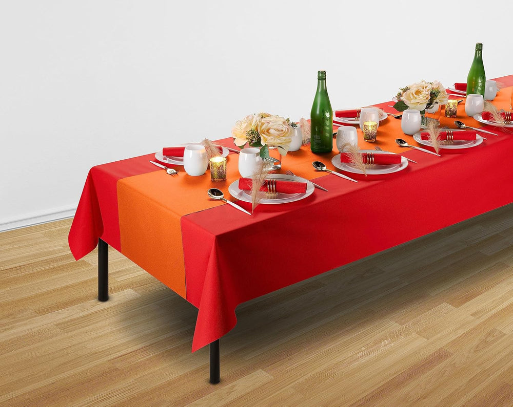 Disposable Table Runner for Dining Table, 16" 20-Pack Linen-Like Orange ...