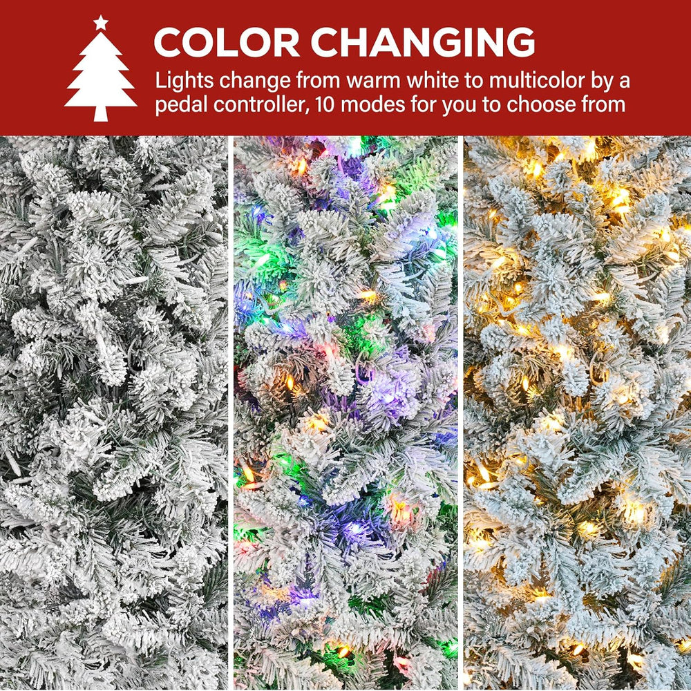 Hykolity 7.5 ft Prelit Snow Flocked Pencil Slim Christmas Tree (Sold Exclusiv...