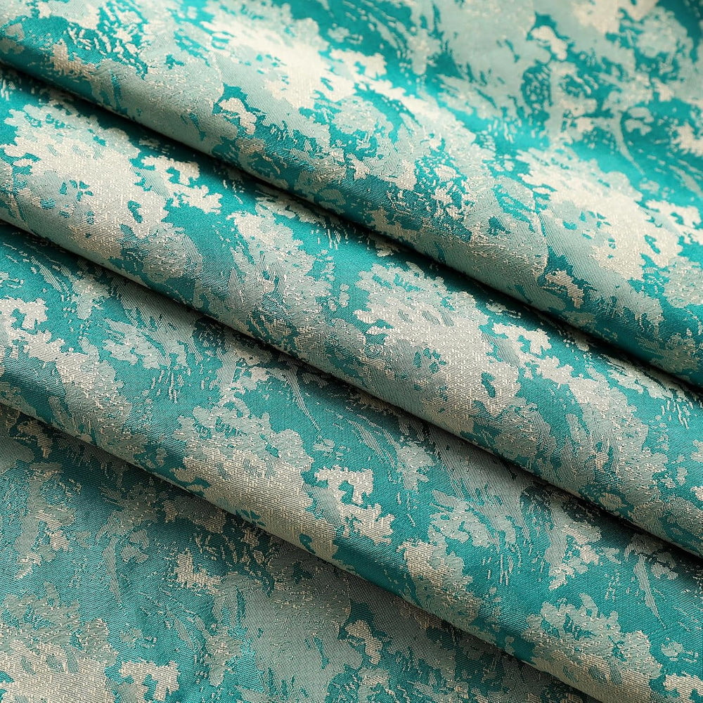 Victorian Damask Jacquard Waterfall Valance, 79 x 43, Teal Blue