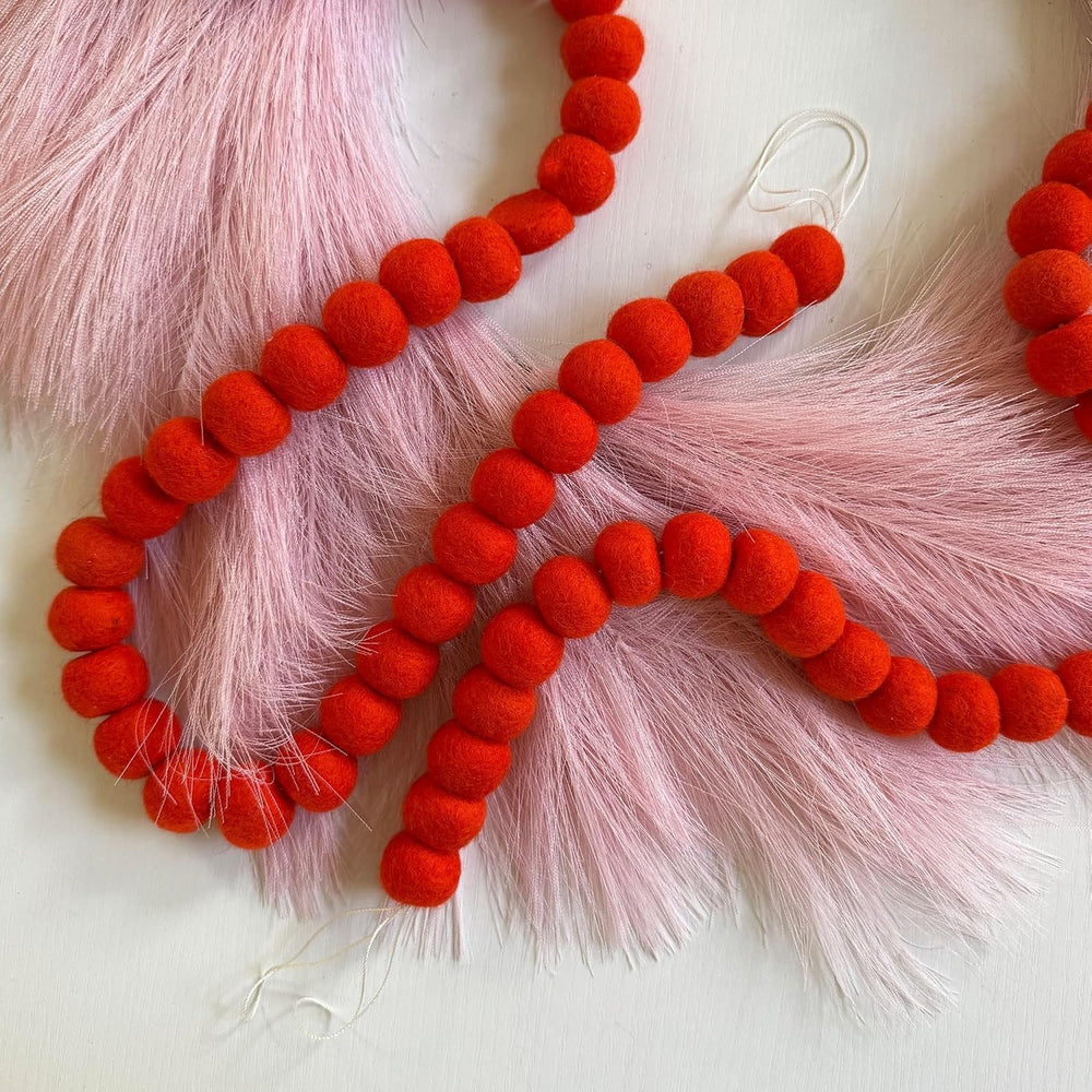 Orange Felt Ball Garland, Wool Pom Pom Garland for Halloween Christmas