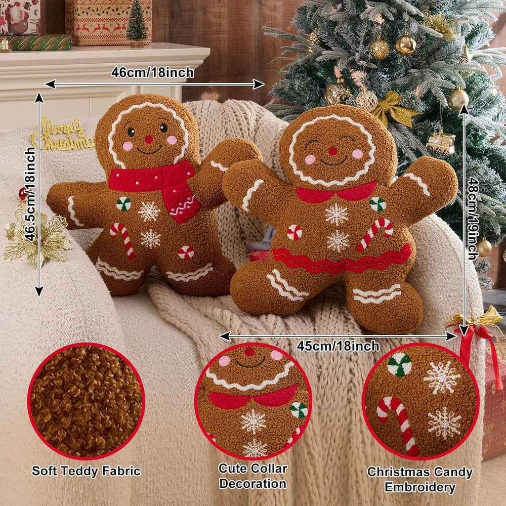 Lanpn Christmas Gingerbread Man Pillows Set of 2, Christmas Decoration Winter...