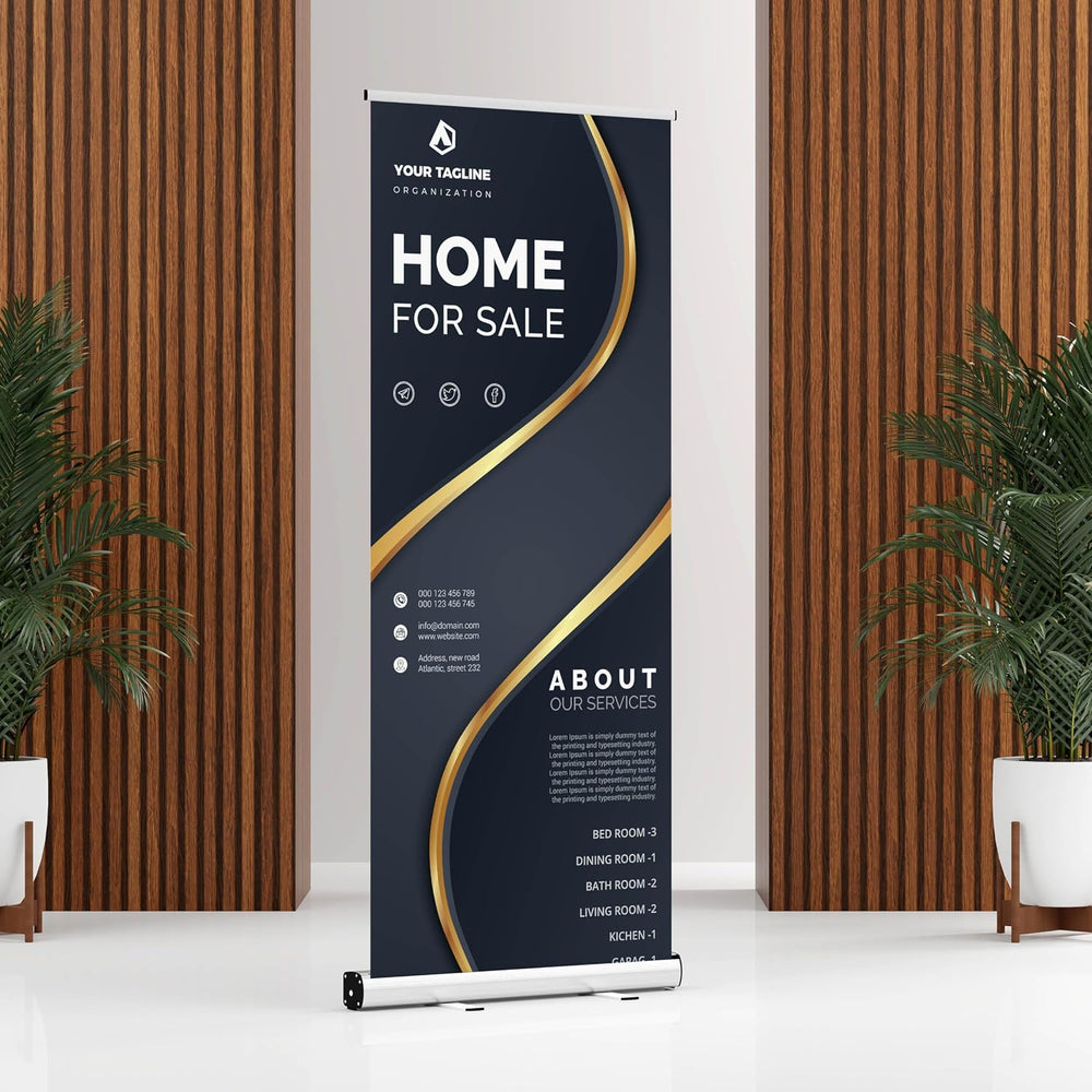 33x81 Custom Retractable Banner Stand Signs READY IN 1 DAY Pull up Roll up Po...