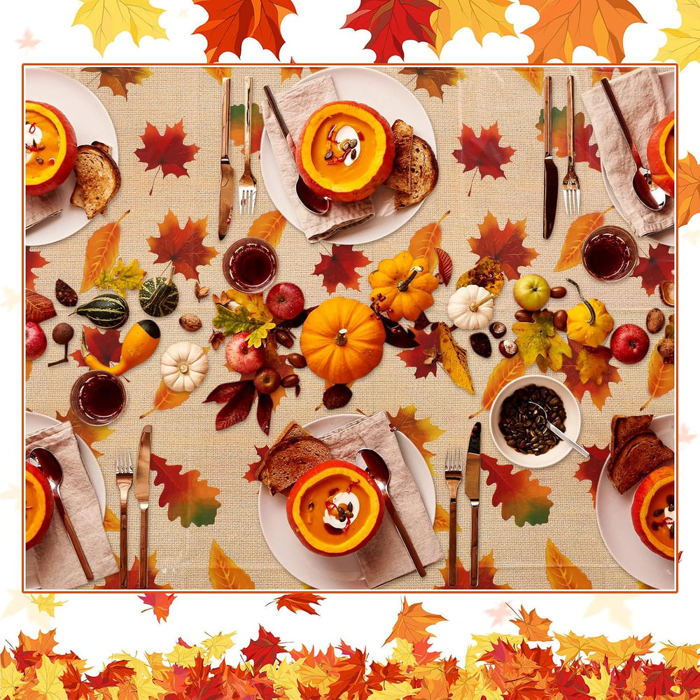 15 Pcs Thanksgiving Tablecloth Plastic Disposable Fall Table Cover, 54x108"