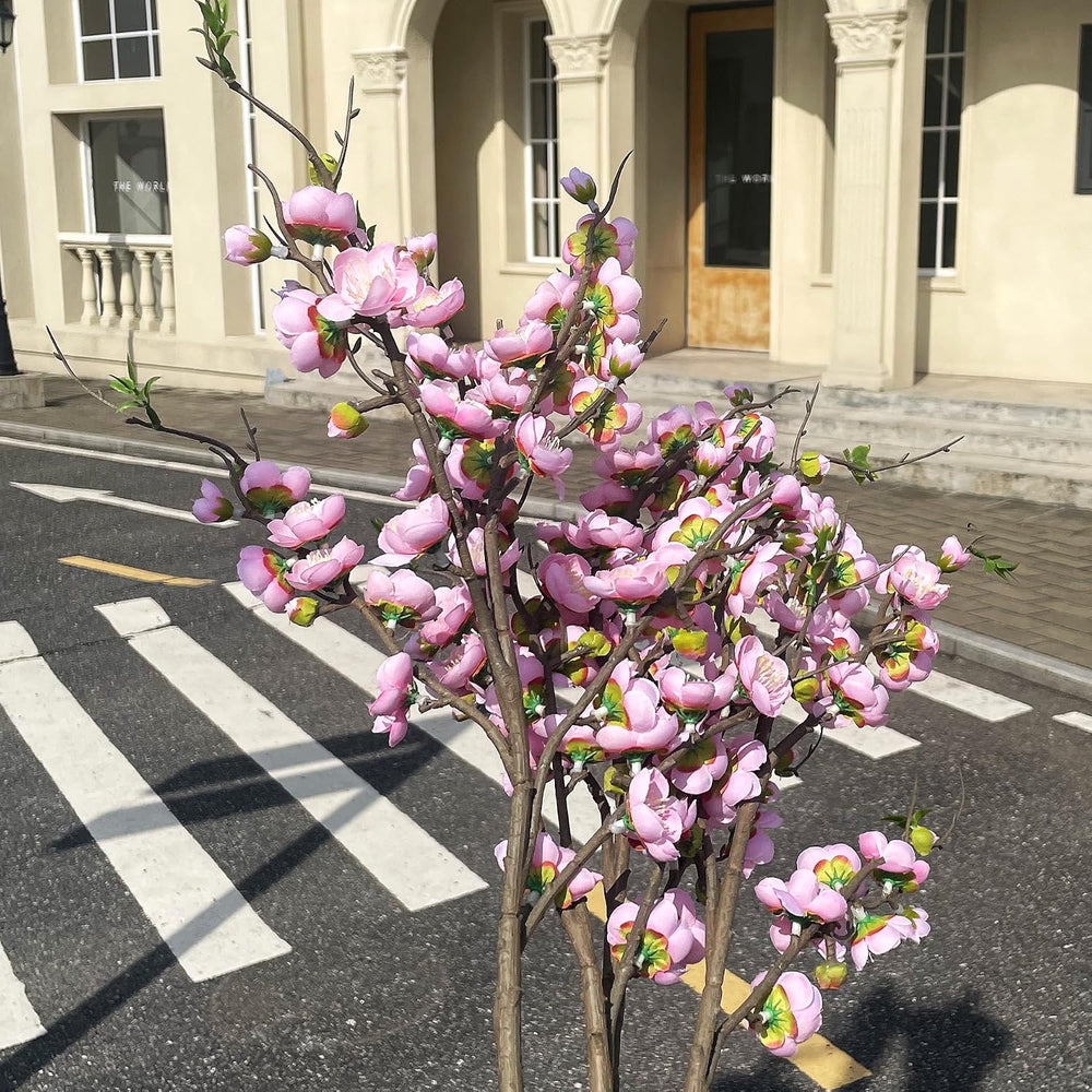 4PCS Pink Cherry Blossom Branches 35.4'' Long Stem Artificial Flowers...