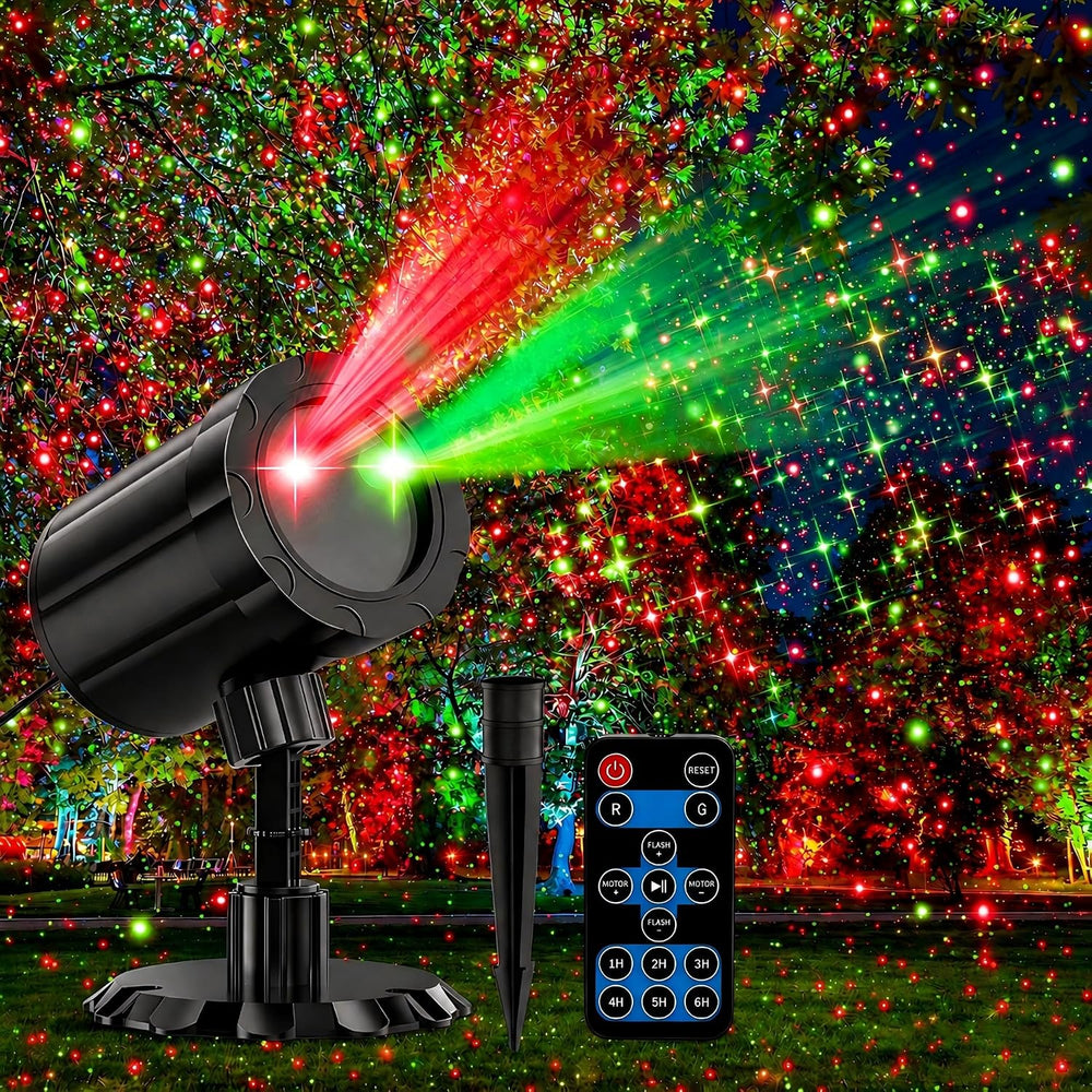 Christmas Projector Lights Outdoor, Red & Green Stars Decorations