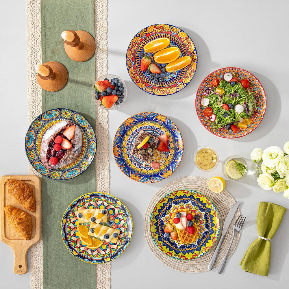 vancasso Colorful Dessert Plates Set of 6, 8.5 Inch Ceramic Salad Plates