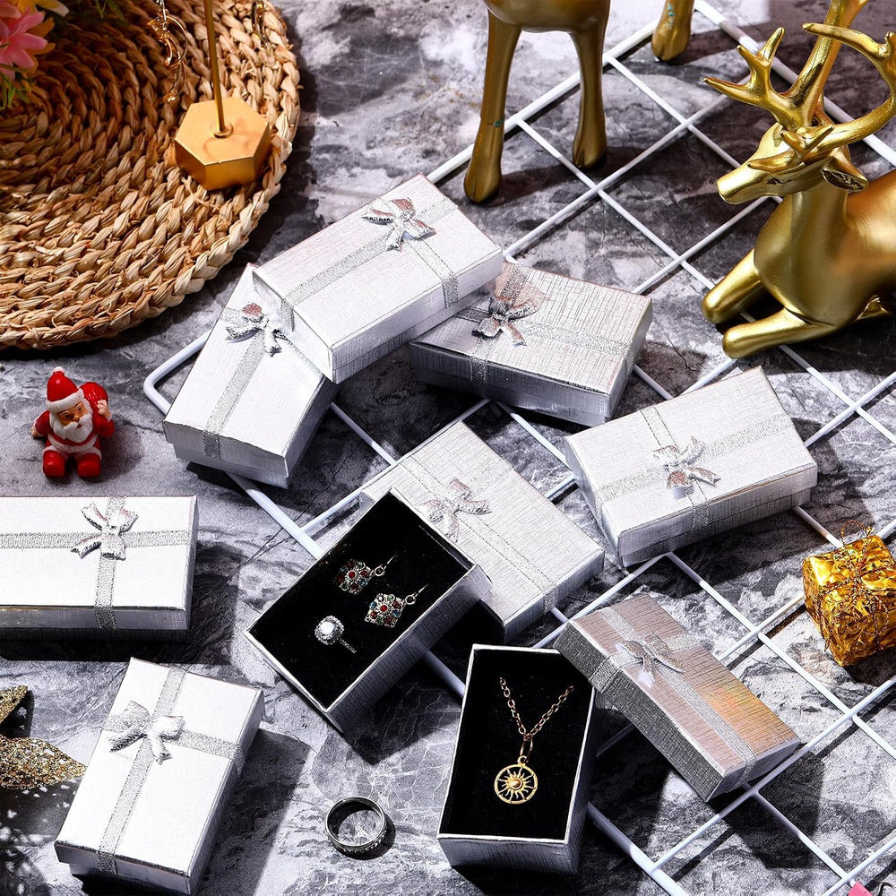 Jetec 120 Pcs Christmas Jewelry Gift Boxes with Ribbon Bow