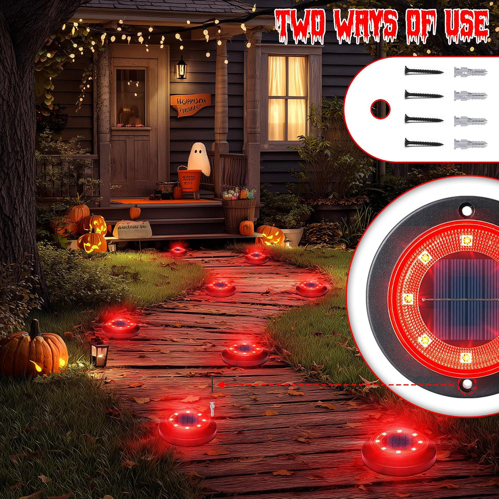 Solar Lights Outdoor Waterproof - Red 12 Pack 2-in-1 Ground Lights