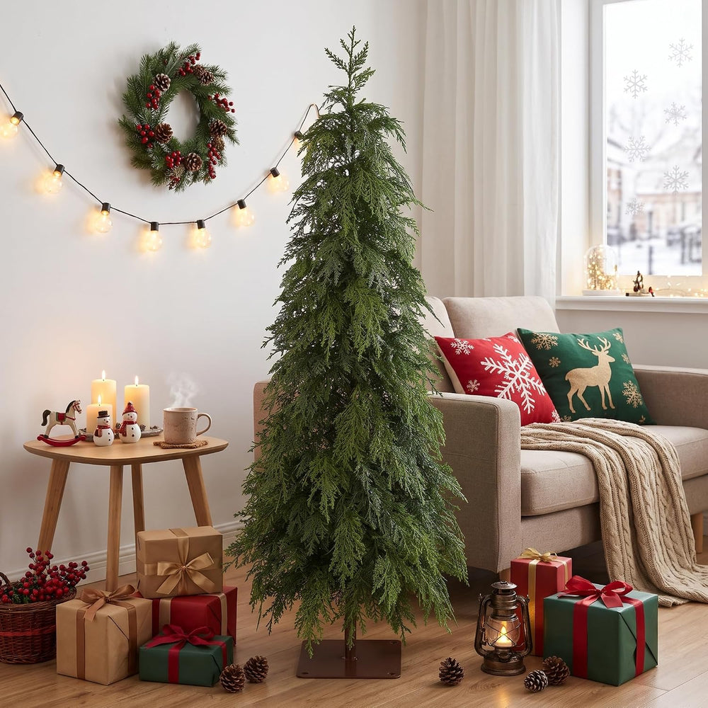 4Ft Artificial Skinny Christmas Tree, Unlit Slim Pencil Xmas Tree