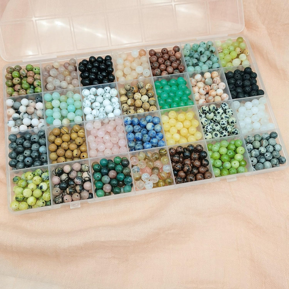 1120pcs 6mm Crystal Natural Gemstone Beads Bracelet Jewelry Making Kit