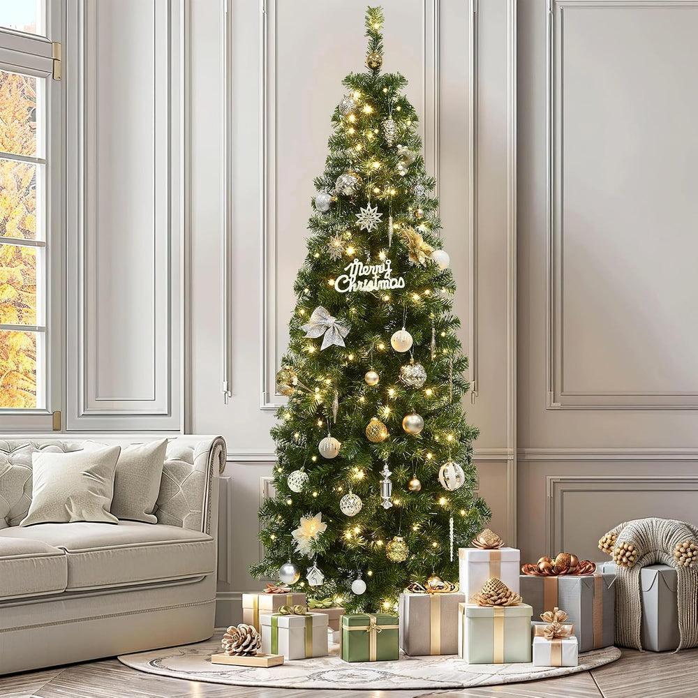 YITAHOME 7.5FT Prelit Green Fraser Fir Pencil Christmas Tree with Remote