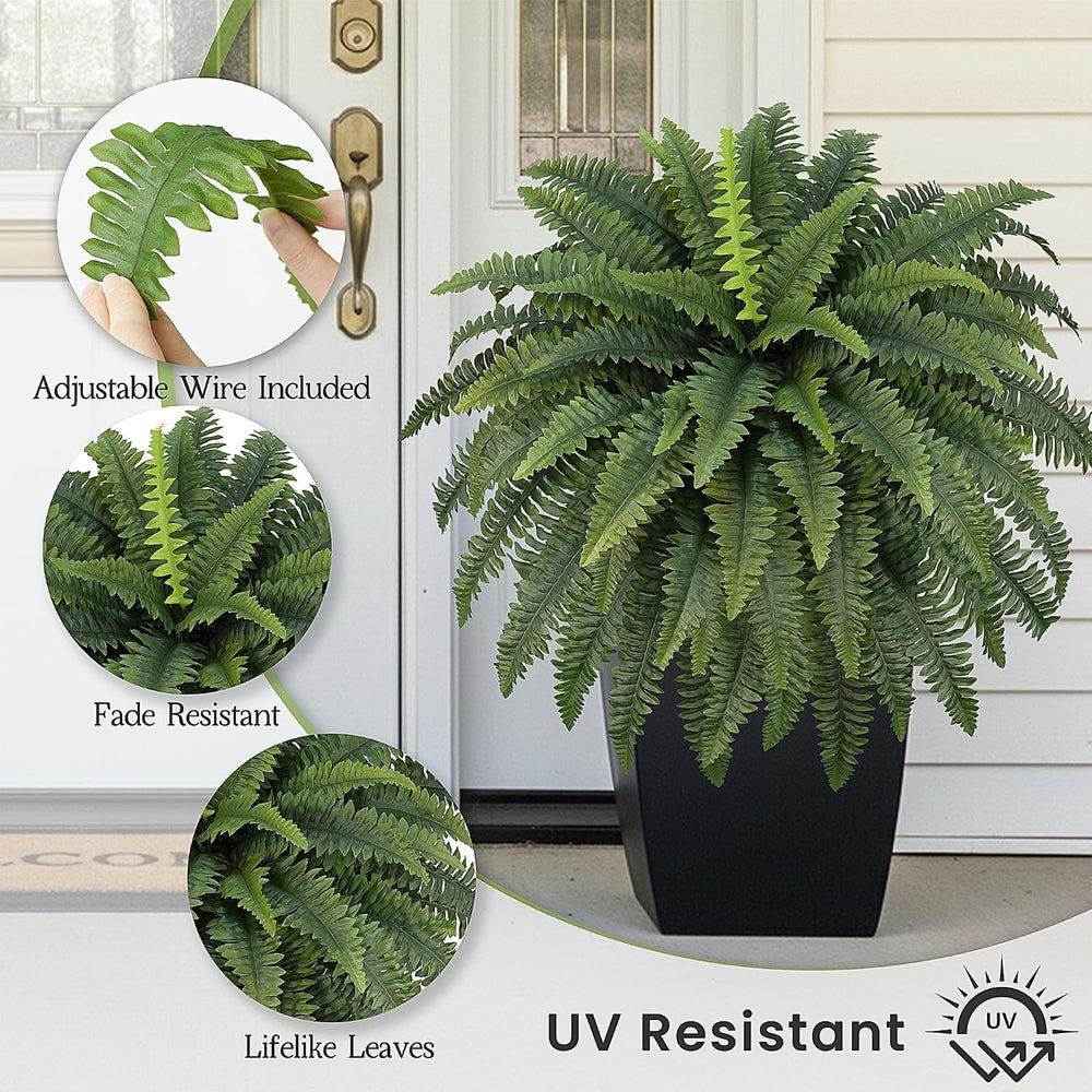 42" Artificial Boston Ferns, Bush Plants 2 Pack for Outdoors