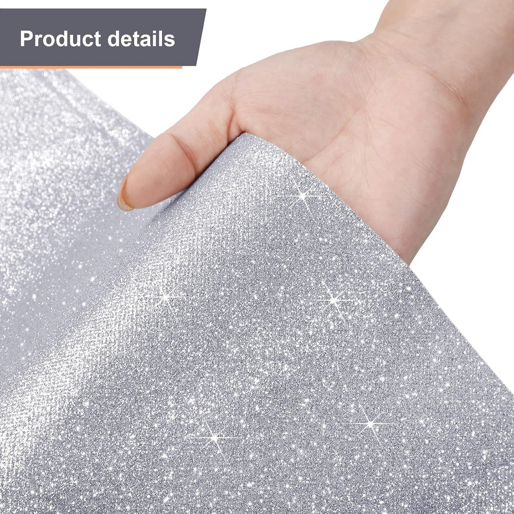 Tatuo Aisle Carpet Runner for Party, 2.46 x 30 Feet, Glitter Silver