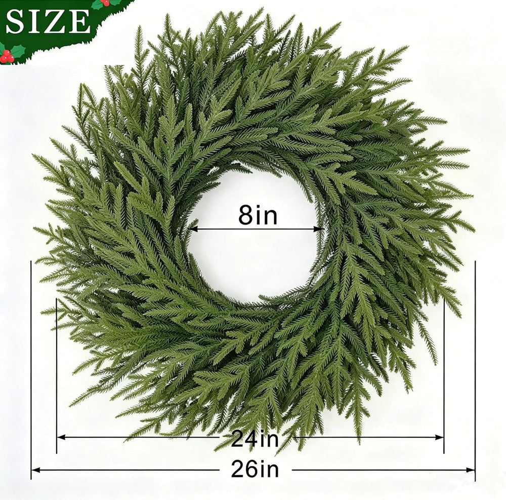 24"Realistic Artificial Norfolk Pine Christmas Wreath for Front Door