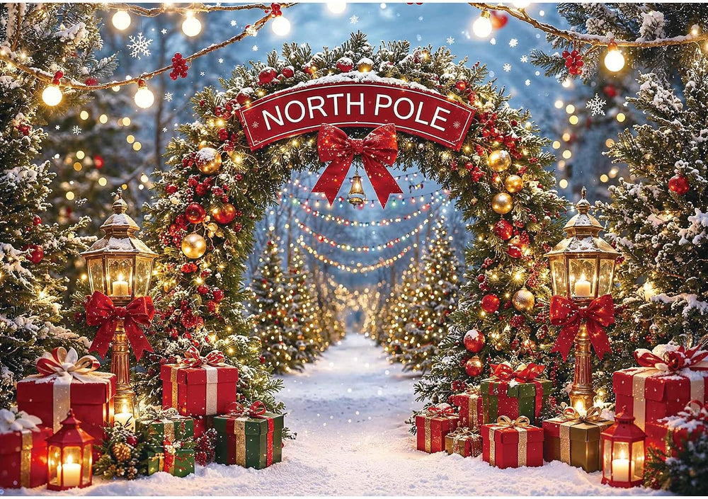 Christmas North Pole Photography Backdrop, 10x8ft