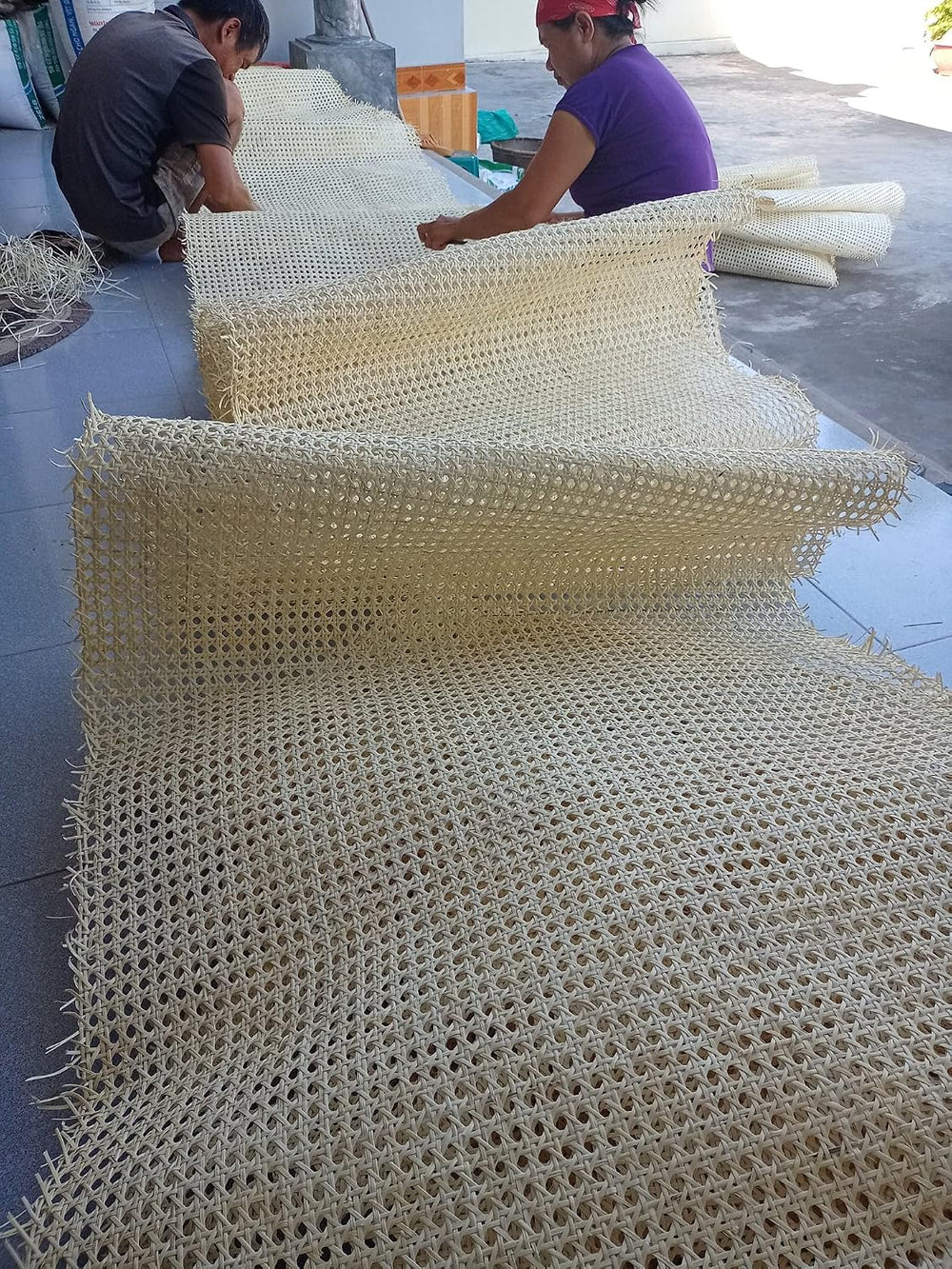 24" Width Rattan Webbing for Caning Projects Natural Pre - Woven Open Me...