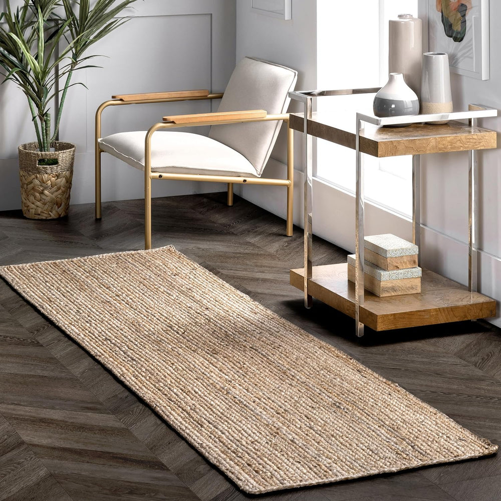 nuLOOM Rigo Natural Solid Flatweave Runner Rug, 2' x 8'