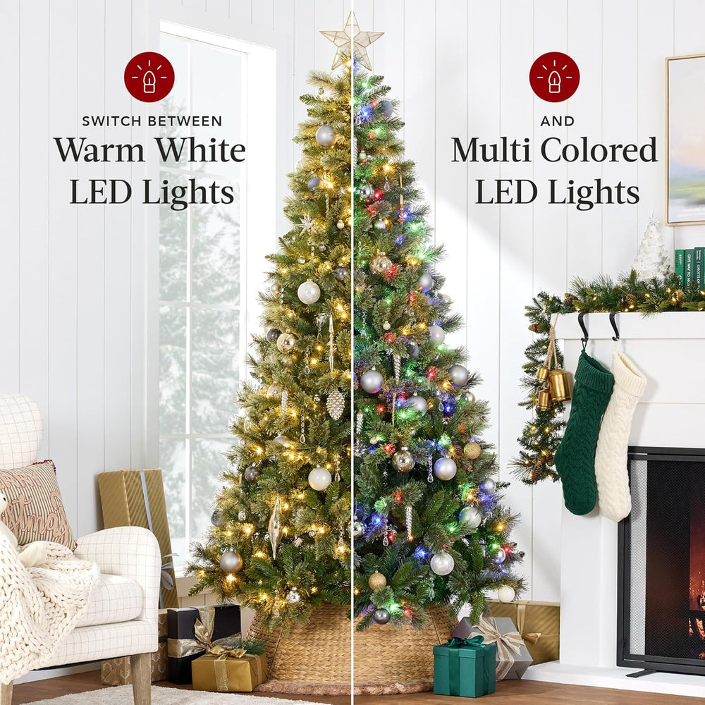 Best Choice Products 7.5ft Pre-Lit Cashmere Christmas Tree, Premium Artificia...