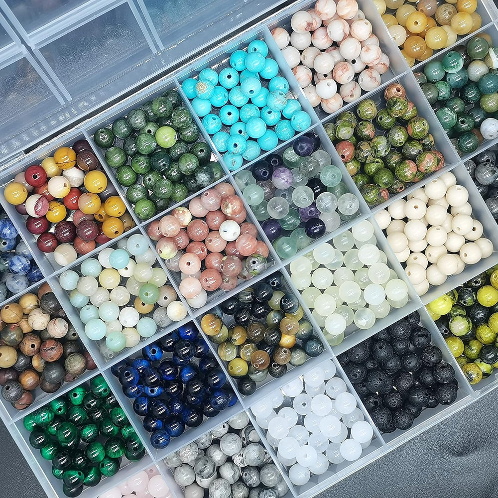 720pcs 6mm Natural Round Stone Beads Gemstone Beading Hole Size 1mm Crystal E...