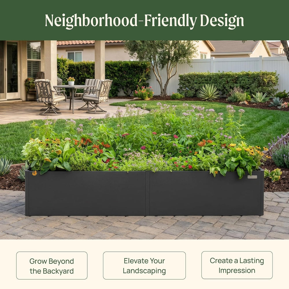 Vego garden Modern Raised Garden Bed, 17" Tall 4 x 8 ft Metal Raised Gar...