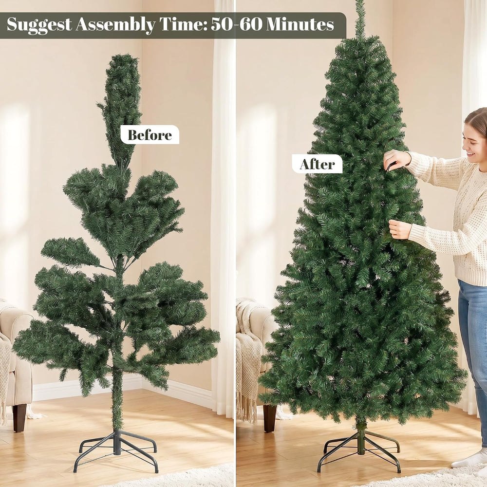 HOMCOM 7.5ft Artificial Christmas Tree Unlit Realistic Spruce Xmas Tree