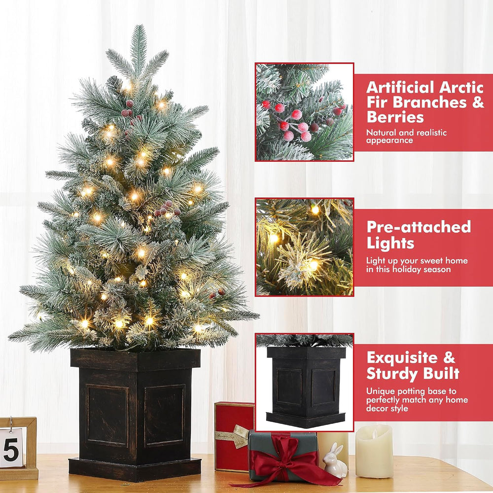 GAOMON 2Set 3FT Prelit Christmas Tree, Artificial Tree with Vintage Base